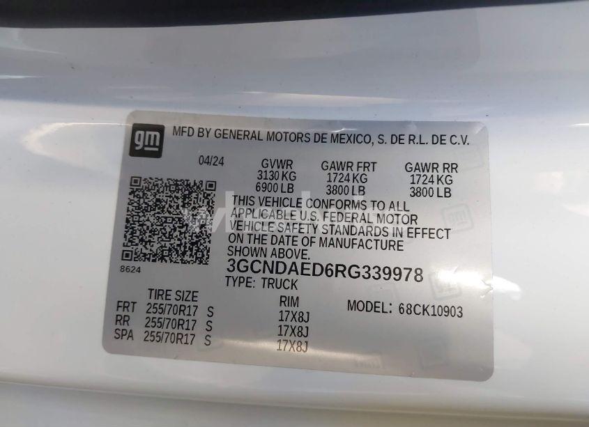 Photo 9 of 2024 Chevrolet Silverado 1500 4WD LONG BED WT (VIN 3GCNDAED6RG339978)