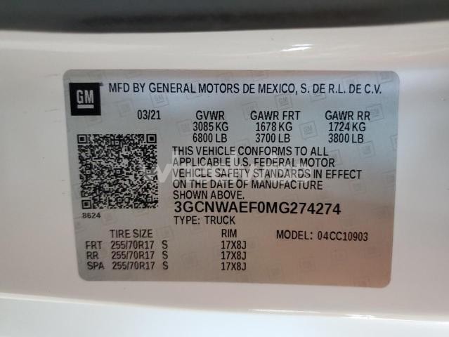 Photo 7 of 2021 CHEVROLET SILVERADO C1500 (VIN 3GCNWAEF0MG274274)