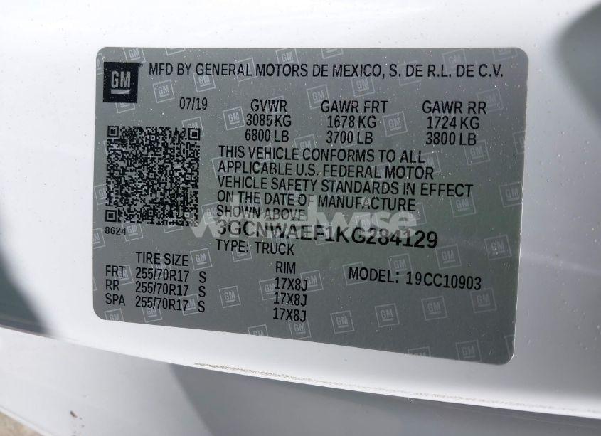 Photo 9 of 2019 Chevrolet Silverado 1500 WORK TRUCK (VIN 3GCNWAEF1KG284129)