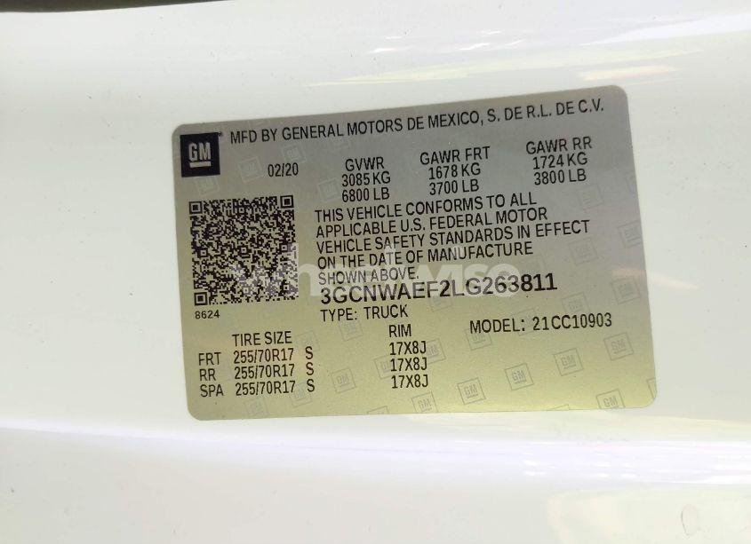 Photo 9 of 2020 Chevrolet Silverado 1500 2WD LONG BED WT (VIN 3GCNWAEF2LG263811)