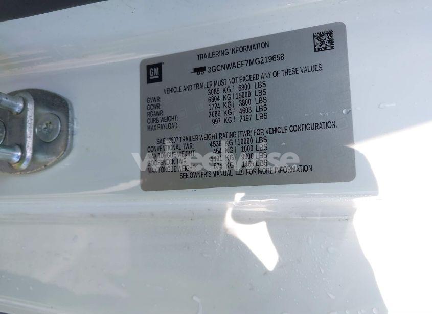 Photo 9 of 2021 Chevrolet Silverado 1500 2WD LONG BED WT (VIN 3GCNWAEF7MG219658)