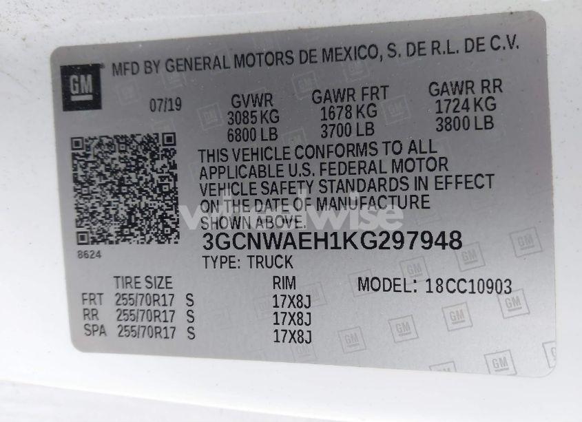 Photo 9 of 2019 Chevrolet Silverado 1500 WORK TRUCK (VIN 3GCNWAEH1KG297948)