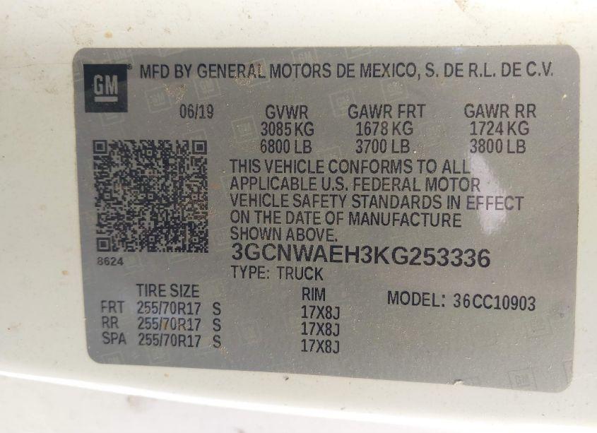 Photo 9 of 2019 Chevrolet Silverado 1500 WORK TRUCK (VIN 3GCNWAEH3KG253336)