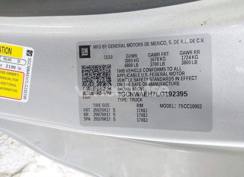 Photo 9 of 2020 Chevrolet Silverado 1500 2WD LONG BED WT (VIN 3GCNWAEH7LG192395)