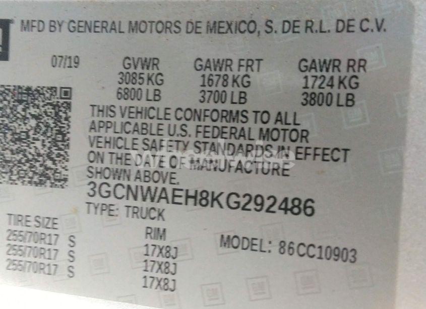 Photo 9 of 2019 Chevrolet Silverado 1500 WORK TRUCK (VIN 3GCNWAEH8KG292486)