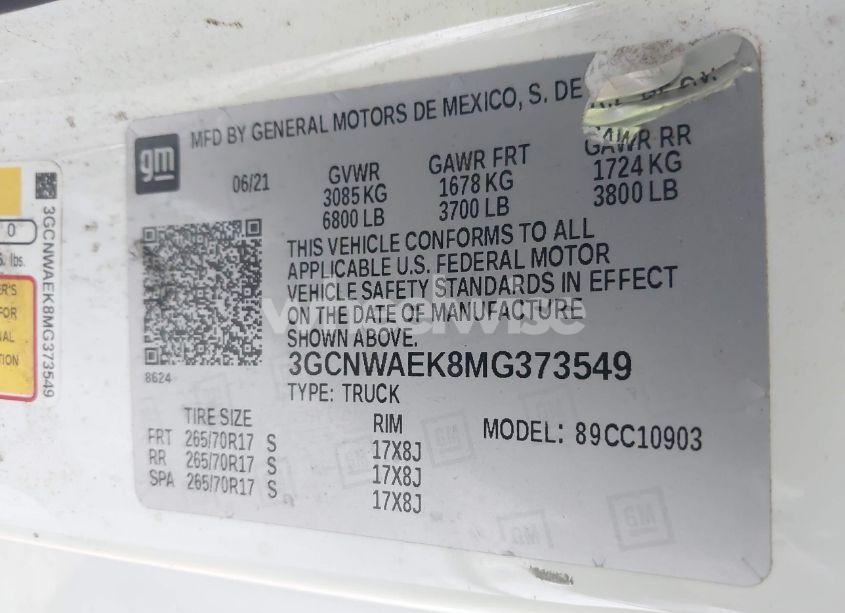 Photo 9 of 2021 Chevrolet Silverado 1500 2WD LONG BED WT (VIN 3GCNWAEK8MG373549)