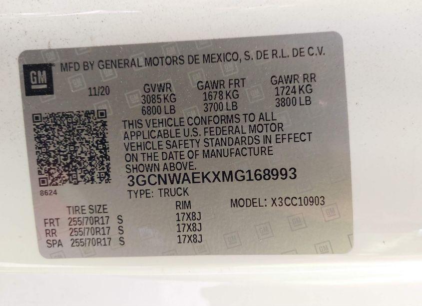 Photo 9 of 2021 Chevrolet Silverado 1500 2WD LONG BED WT (VIN 3GCNWAEKXMG168993)