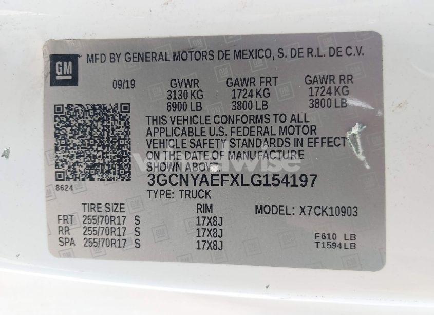 Photo 9 of 2020 Chevrolet Silverado 1500 4WD LONG BED WT (VIN 3GCNYAEFXLG154197)