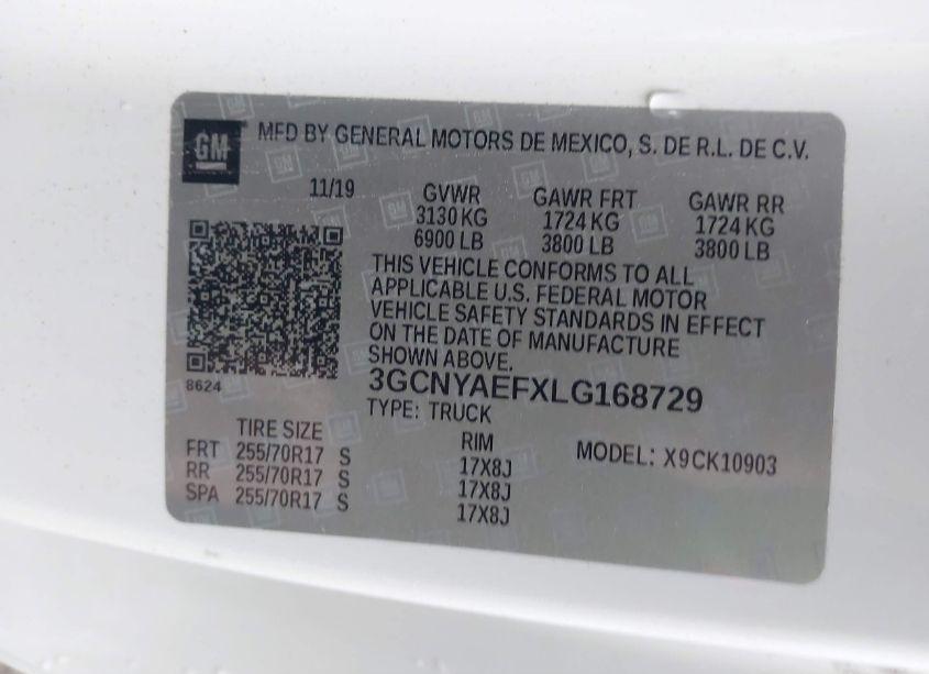 Photo 9 of 2020 Chevrolet Silverado 1500 4WD LONG BED WT (VIN 3GCNYAEFXLG168729)