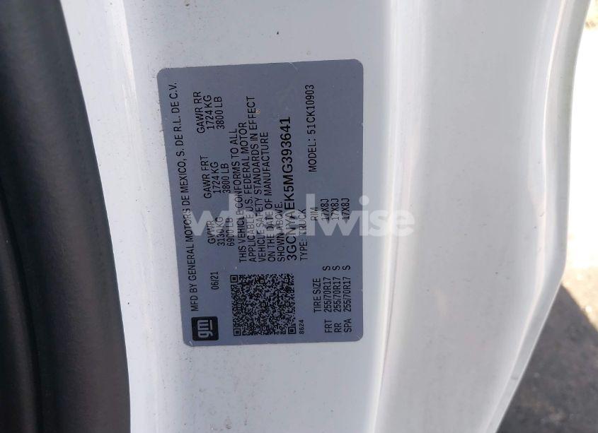 Photo 9 of 2021 Chevrolet Silverado 1500 4WD LONG BED WT (VIN 3GCNYAEK5MG393641)