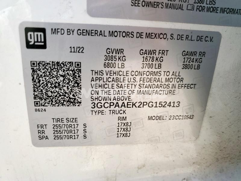 Photo 9 of 2023 CHEVROLET SILVERADO C1500 (VIN 3GCPAAEK2PG152413)