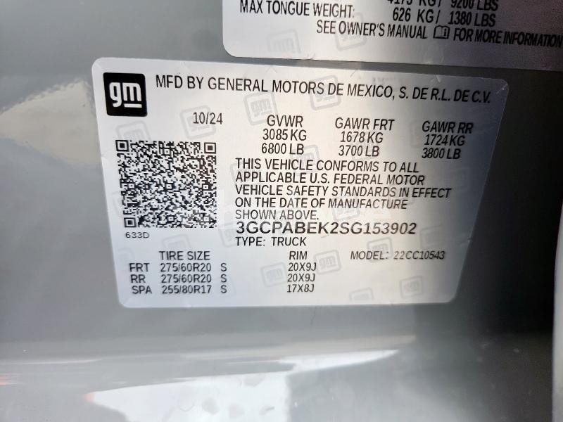 Photo 3 of 2025 CHEVROLET SILVERADO C1500 CUSTOM (VIN 3GCPABEK2SG153902)