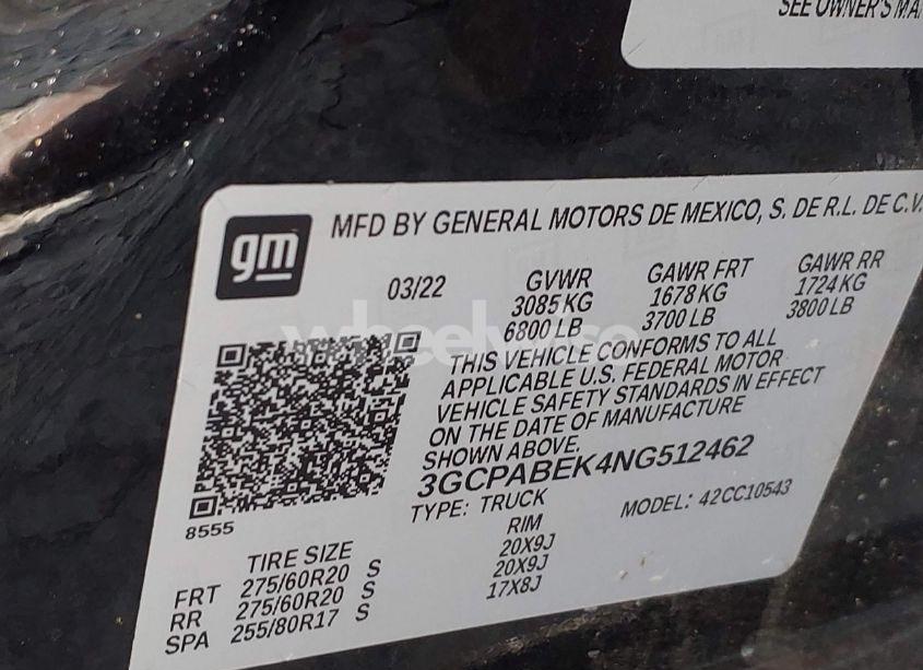 Photo 9 of 2022 Chevrolet Silverado 1500 2WD SHORT BED CUSTOM (VIN 3GCPABEK4NG512462)