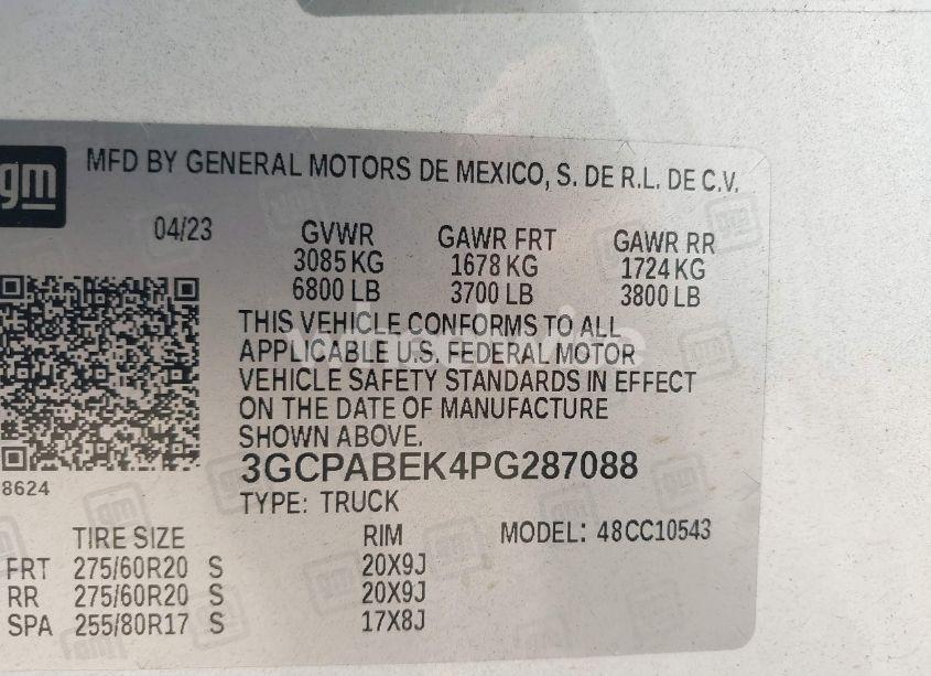 Photo 9 of 2023 Chevrolet Silverado 1500 2WD SHORT BED CUSTOM (VIN 3GCPABEK4PG287088)