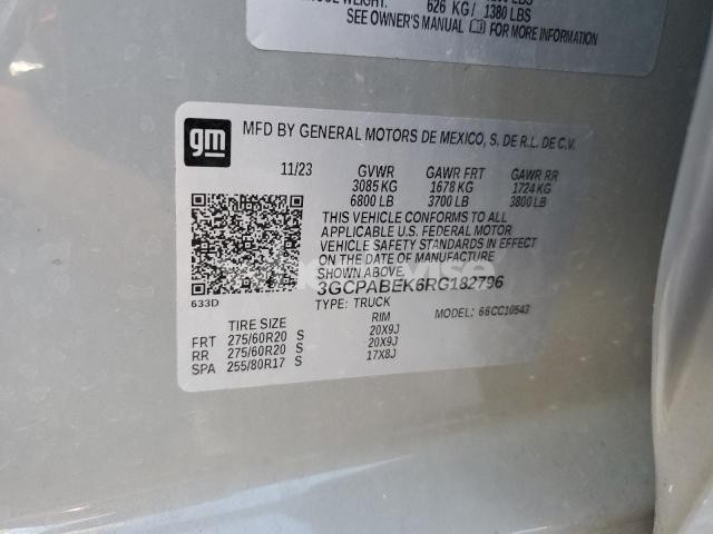 Photo 2 of 2024 CHEVROLET SILVERADO C1500 CUSTOM (VIN 3GCPABEK6RG182796)