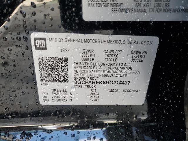 Photo 9 of 2024 CHEVROLET SILVERADO C1500 CUSTOM (VIN 3GCPABEK8RG214437)