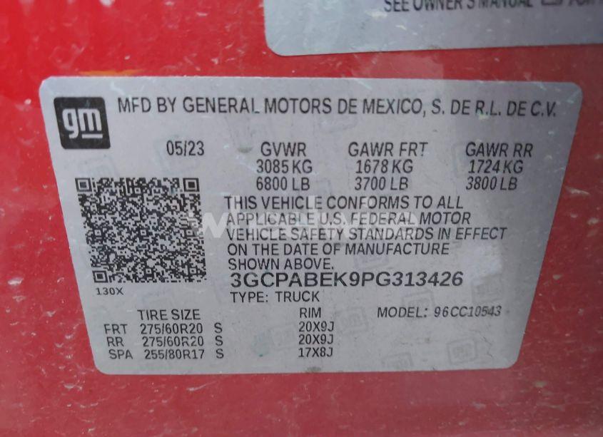 Photo 9 of 2023 Chevrolet Silverado 1500 2WD SHORT BED CUSTOM (VIN 3GCPABEK9PG313426)