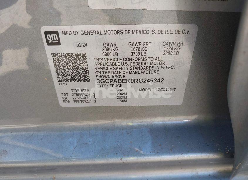 Photo 9 of 2024 Chevrolet Silverado 1500 (VIN 3GCPABEK9RG245342)