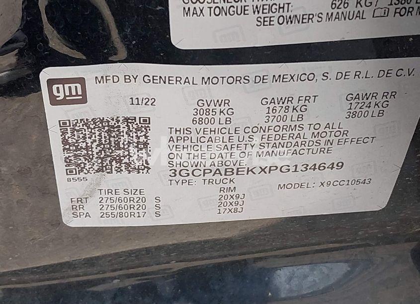 Photo 9 of 2023 Chevrolet Silverado 1500 2WD SHORT BED CUSTOM (VIN 3GCPABEKXPG134649)