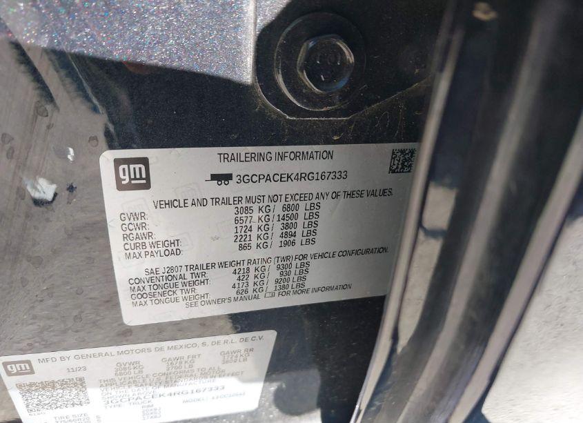 Photo 9 of 2024 Chevrolet Silverado 1500 2WD SHORT BED LT (VIN 3GCPACEK4RG167333)