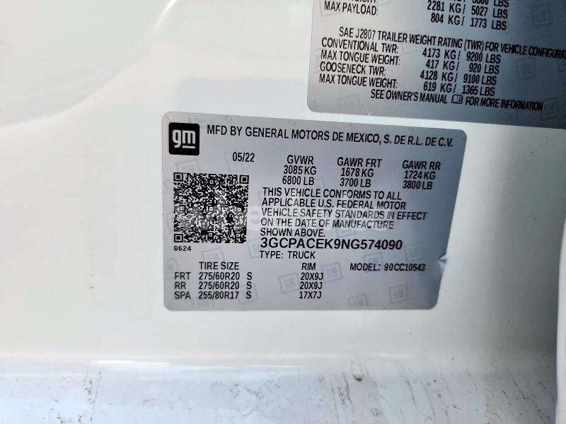 Photo 8 of 2022 CHEVROLET SILVERADO C1500 LT (VIN 3GCPACEK9NG574090)