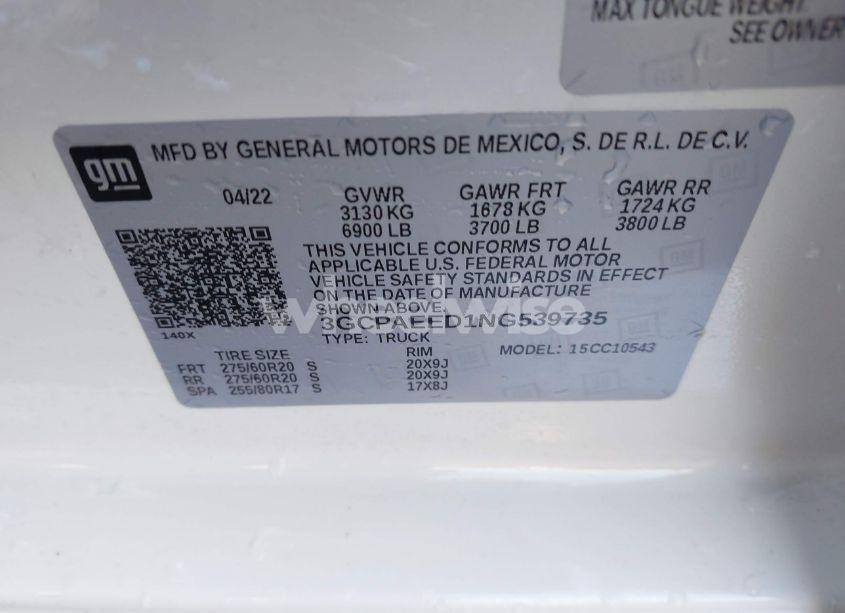 Photo 9 of 2022 Chevrolet Silverado 1500 2WD SHORT BED LTZ (VIN 3GCPAEED1NG539735)