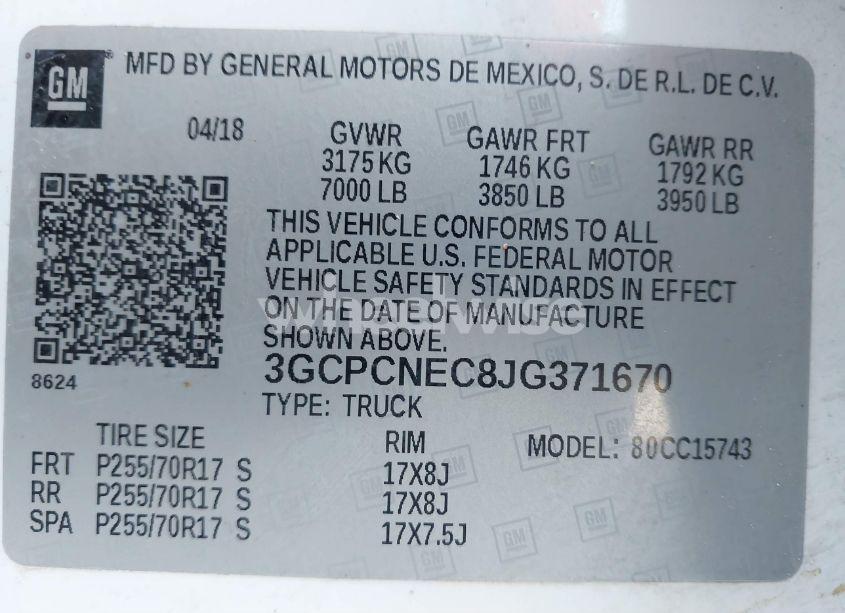 Photo 9 of 2018 Chevrolet Silverado 1500 WT (VIN 3GCPCNEC8JG371670)