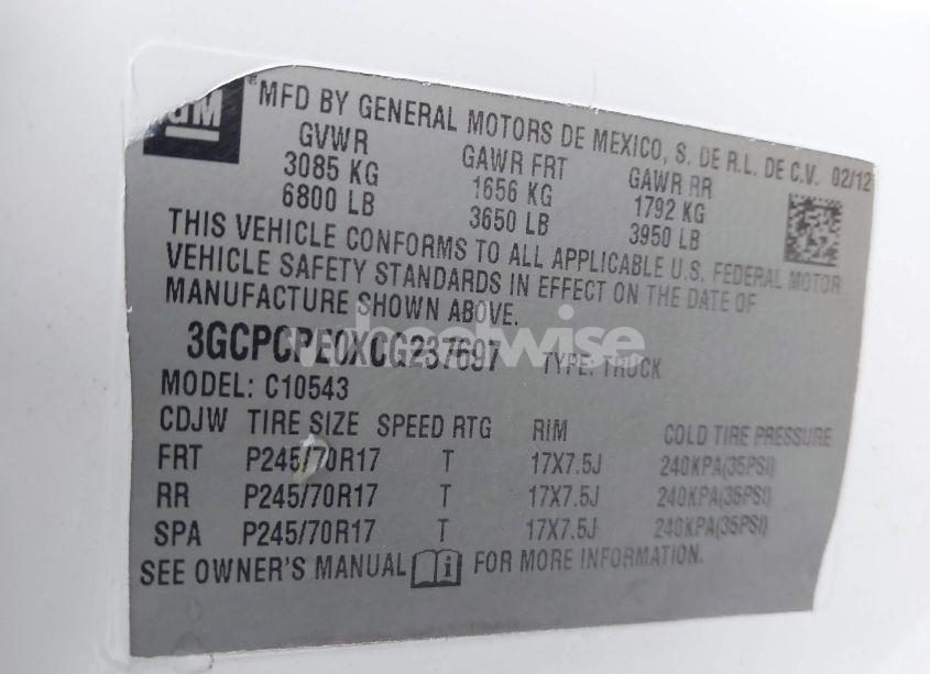 Photo 9 of 2012 Chevrolet Silverado 1500 WORK TRUCK (VIN 3GCPCPE0XCG237697)