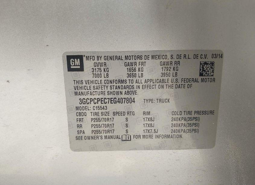 Photo 9 of 2014 Chevrolet Silverado 1500 WORK TRUCK 2WT (VIN 3GCPCPEC7EG407804)