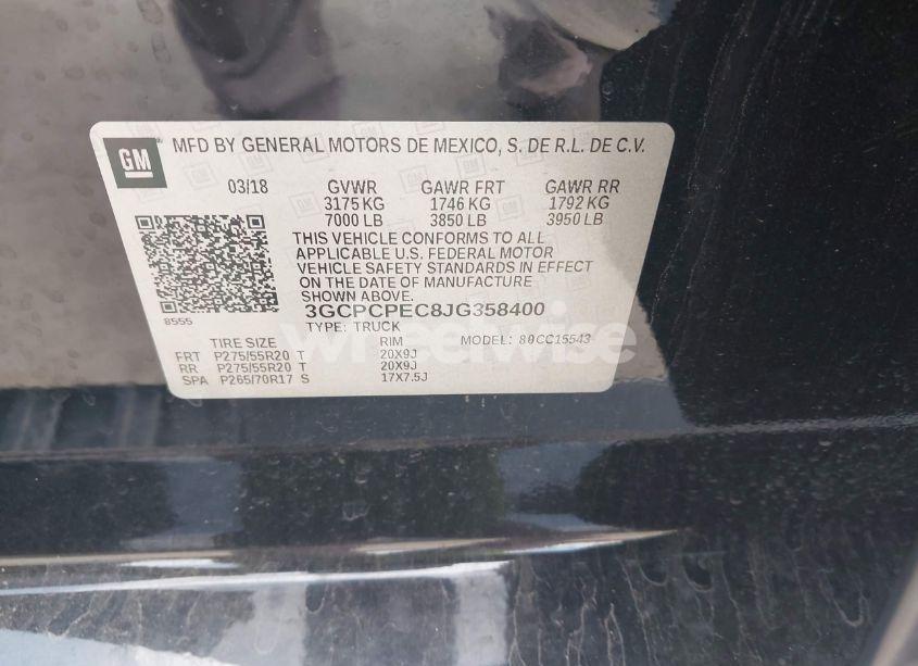 Photo 9 of 2018 Chevrolet Silverado 1500 CUSTOM (VIN 3GCPCPEC8JG358400)