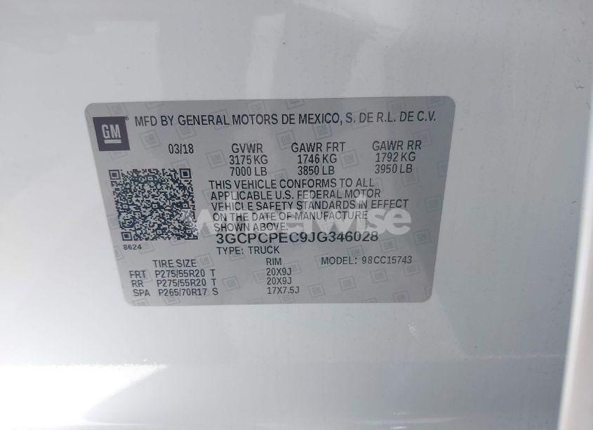 Photo 9 of 2018 Chevrolet Silverado 1500 CUSTOM (VIN 3GCPCPEC9JG346028)