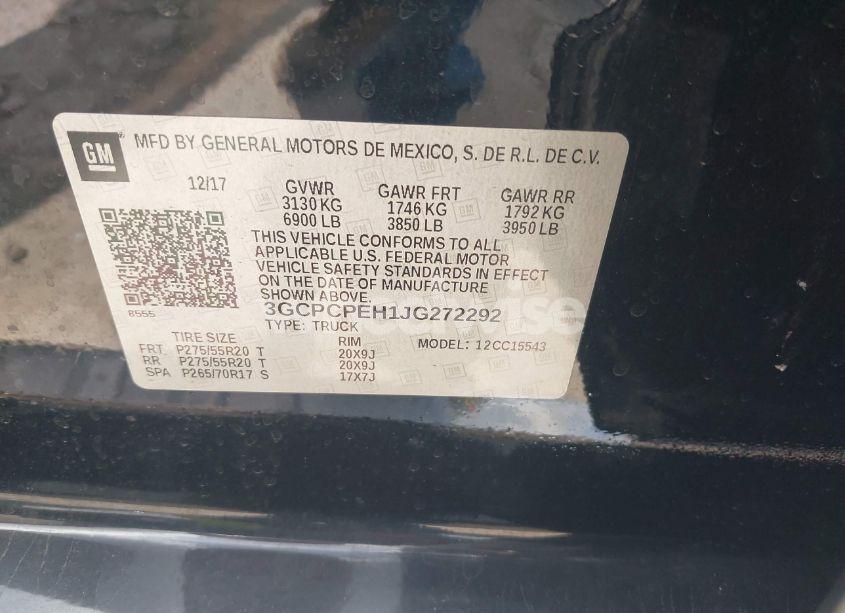 Photo 9 of 2018 Chevrolet Silverado 1500 SILVERADO CUSTOM (VIN 3GCPCPEH1JG272292)