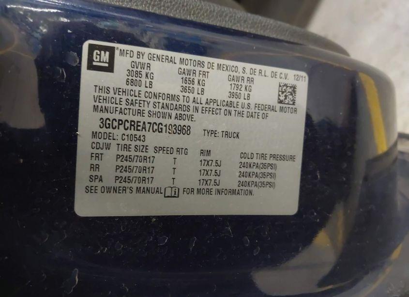 Photo 9 of 2012 Chevrolet Silverado 1500 LS (VIN 3GCPCREA7CG193968)