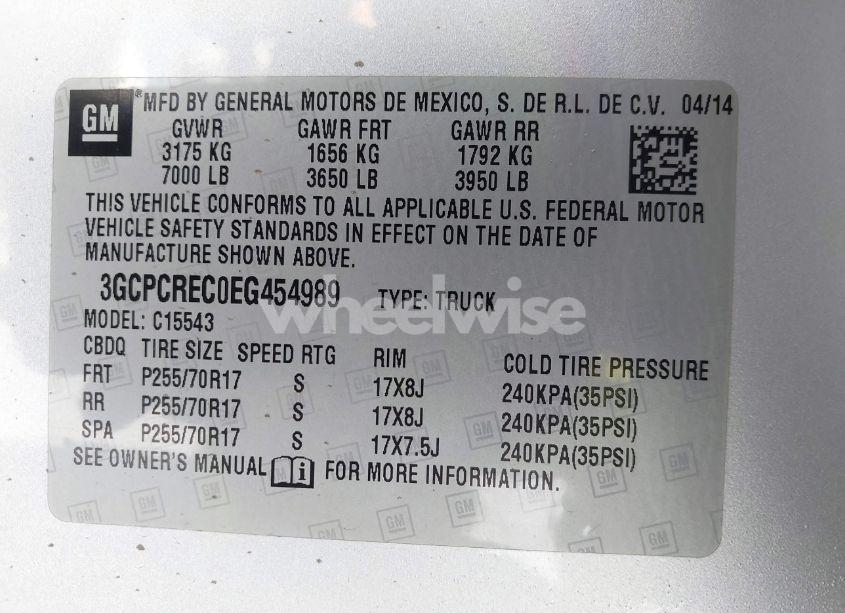 Photo 9 of 2014 Chevrolet Silverado 1500 1LT (VIN 3GCPCREC0EG454989)