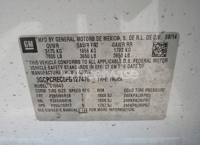 Photo 9 of 2015 Chevrolet Silverado 1500 1LT (VIN 3GCPCREC0FG127476)