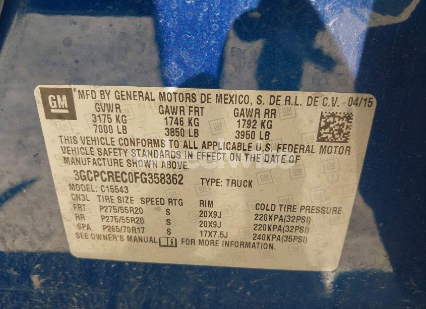 Photo 9 of 2015 Chevrolet Silverado 1500 1LT (VIN 3GCPCREC0FG358362)