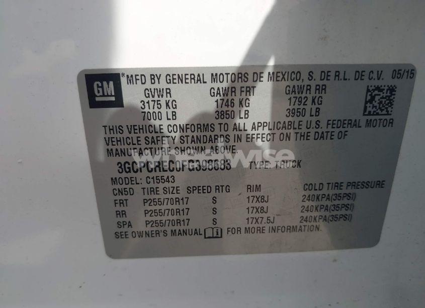 Photo 9 of 2015 Chevrolet Silverado 1500 1LT (VIN 3GCPCREC0FG398683)