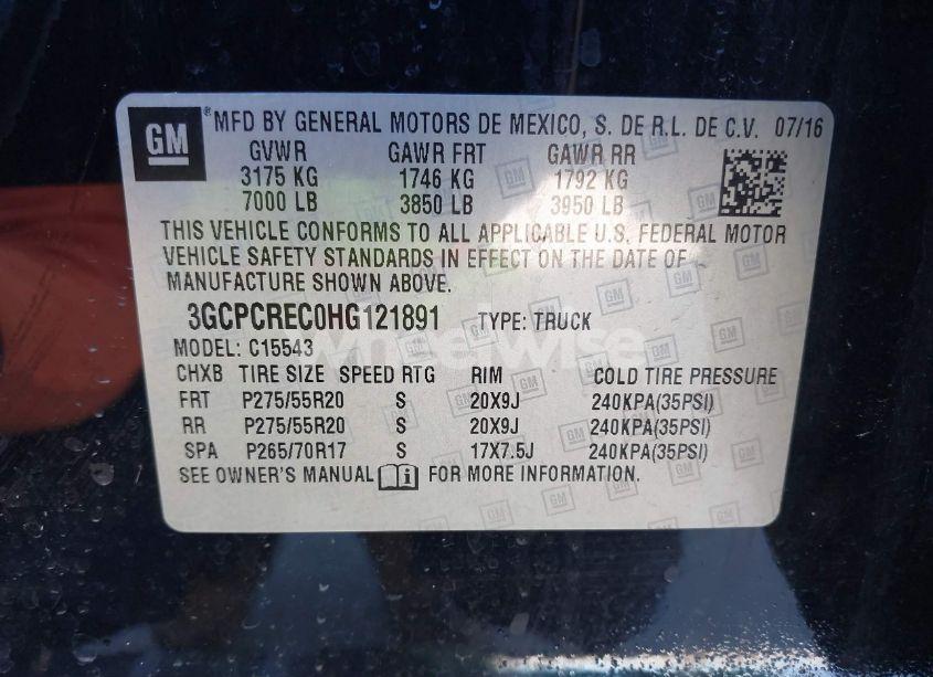 Photo 9 of 2017 Chevrolet Silverado 1500 1LT (VIN 3GCPCREC0HG121891)