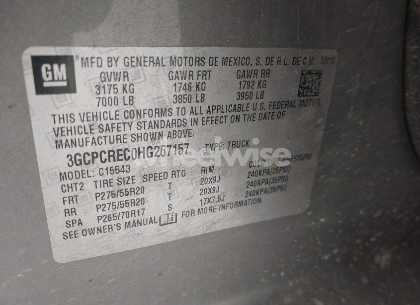 Photo 9 of 2017 Chevrolet Silverado 1500 1LT (VIN 3GCPCREC0HG267157)