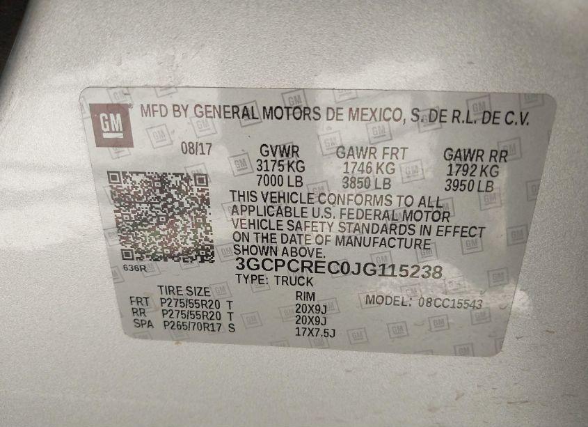 Photo 9 of 2018 Chevrolet Silverado 1500 1LT (VIN 3GCPCREC0JG115238)