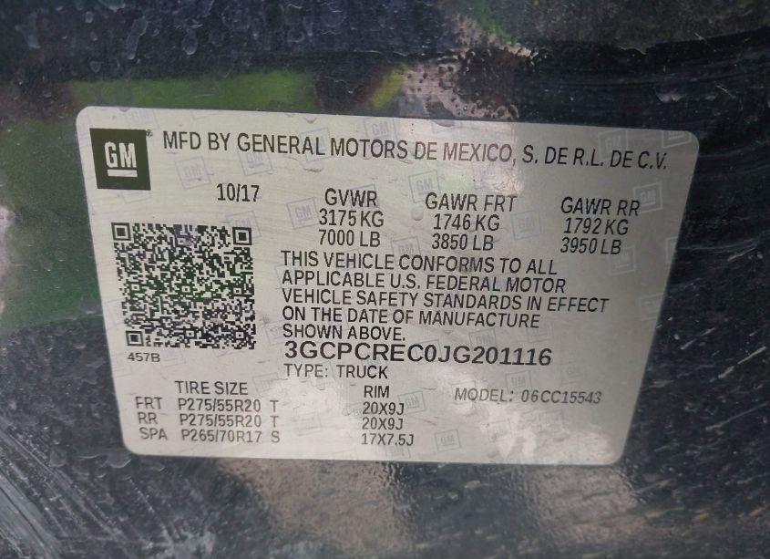 Photo 9 of 2018 Chevrolet Silverado 1500 1LT (VIN 3GCPCREC0JG201116)