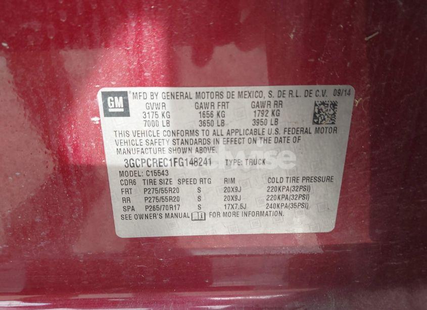 Photo 9 of 2015 Chevrolet Silverado 1500 1LT (VIN 3GCPCREC1FG148241)