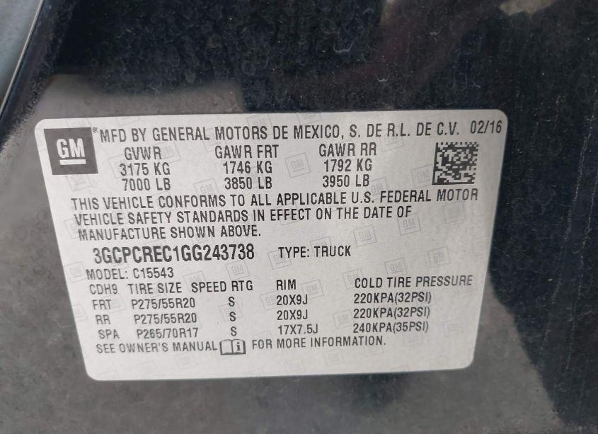 Photo 9 of 2016 Chevrolet Silverado 1500 1LT (VIN 3GCPCREC1GG243738)