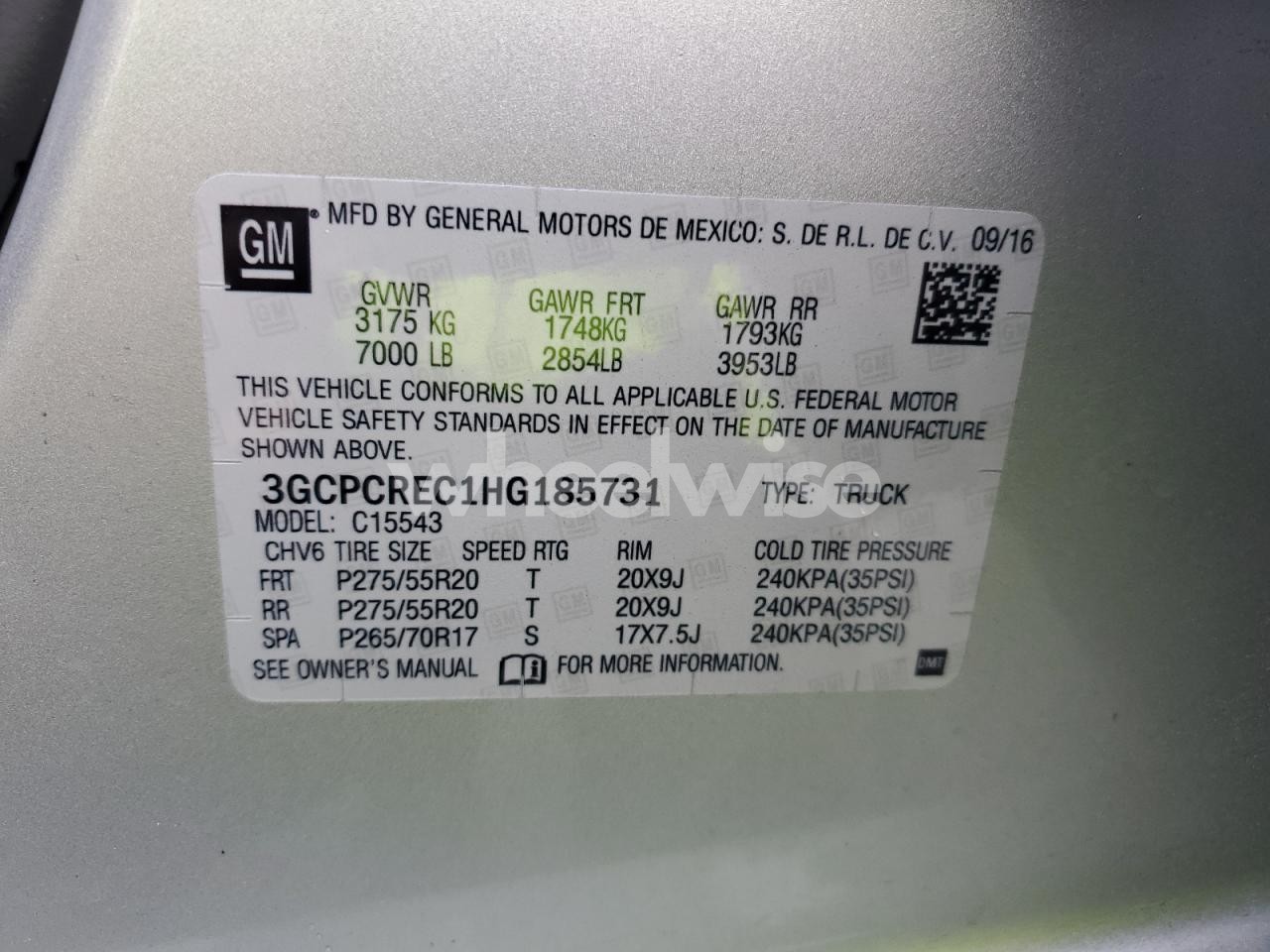 Photo 12 of 2017 CHEVROLET SILVERADO C1500 LT (VIN 3GCPCREC1HG185731)