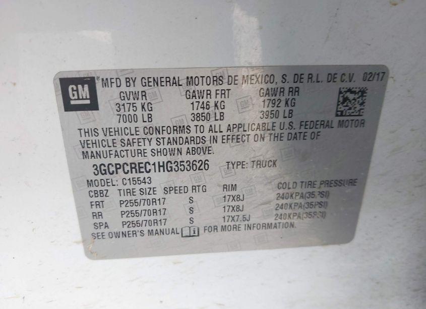 Photo 9 of 2017 Chevrolet Silverado 1500 1LT (VIN 3GCPCREC1HG353626)