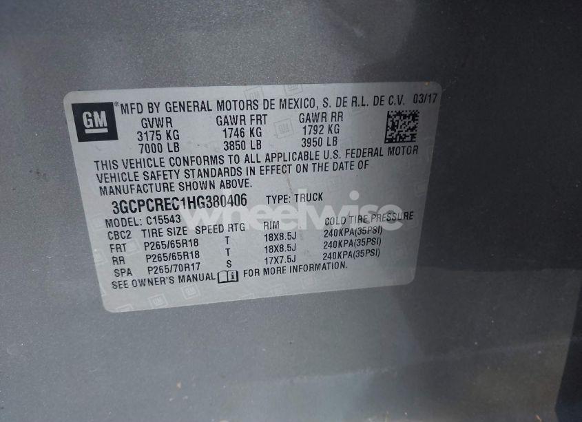 Photo 9 of 2017 Chevrolet Silverado 1500 1LT (VIN 3GCPCREC1HG380406)