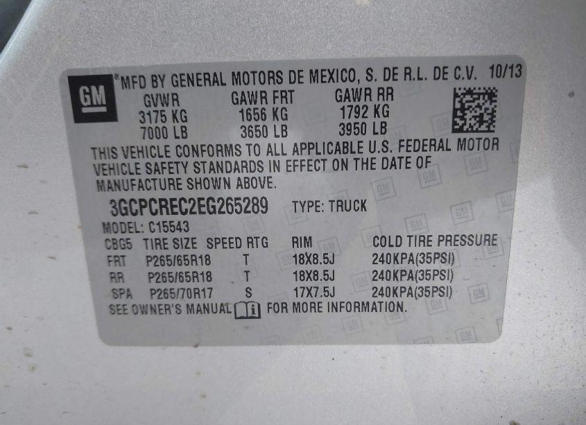 Photo 9 of 2014 Chevrolet Silverado 1500 1LT (VIN 3GCPCREC2EG265289)