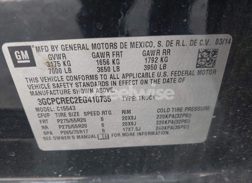 Photo 9 of 2014 Chevrolet Silverado 1500 1LT (VIN 3GCPCREC2EG410735)