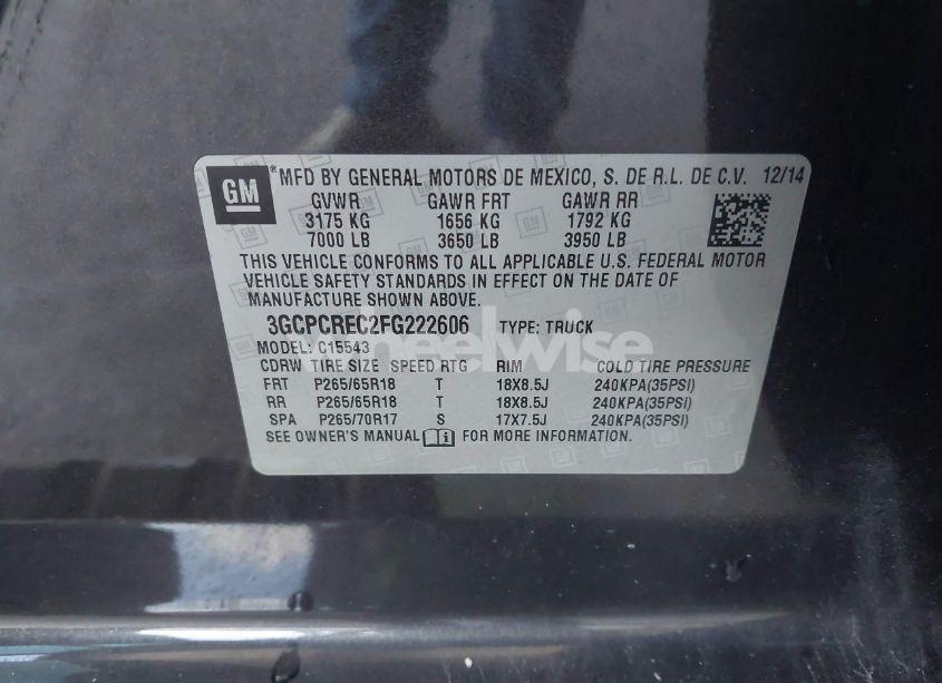 Photo 9 of 2015 Chevrolet Silverado 1500 1LT (VIN 3GCPCREC2FG222606)