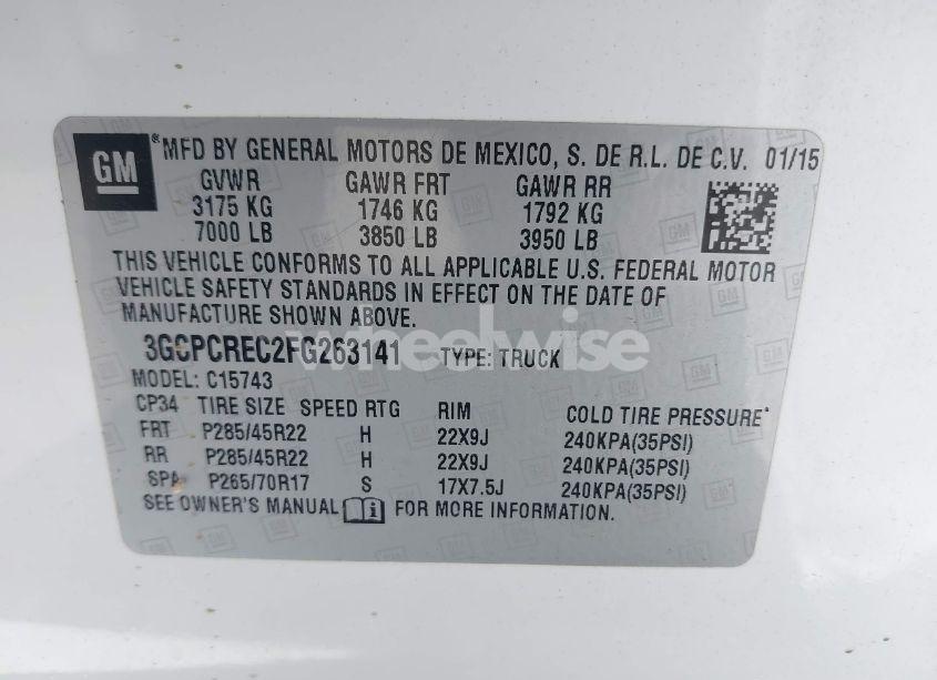 Photo 9 of 2015 Chevrolet Silverado 1500 1LT (VIN 3GCPCREC2FG263141)